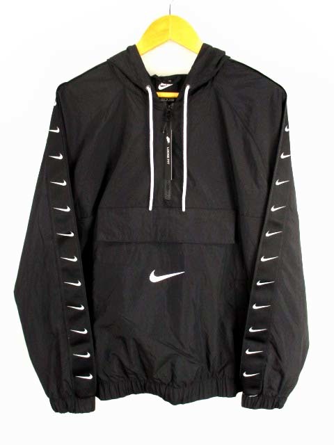 2025，新品 品 ナイキ NIKE スウォッシュ ウーブン ジャケット パーカー ハーフジップ プルオーバー ビッグロゴ 黒 白 CD0420-010 XL タグ付き(ジャンパー、ブルゾン)｜売買されたオークション情報、yahooの商 男性用