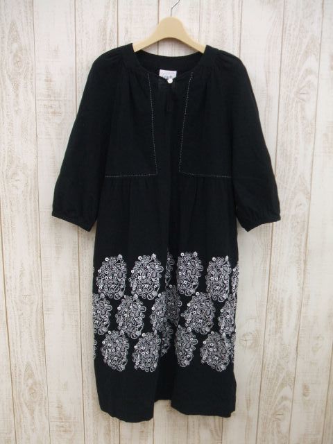0-0302M□mina perhonen/sometimes luckyランドリー/刺繍ワンピース