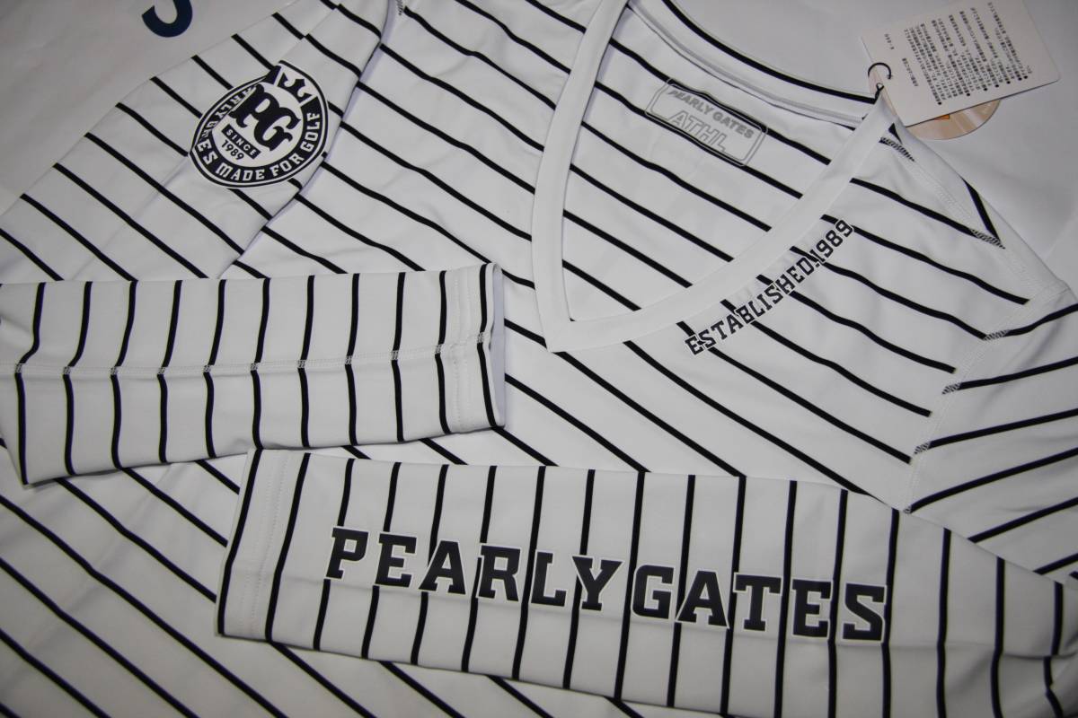 【定番，本物保証】 正規品 パーリーゲイツ PEARLY GATES 商品 吸水速乾BEATRIX PLUS 長袖ボーダーVネック インナーシャツ ホワイト 6 サイズLL(パーリーゲイツ)｜売買されたオークション情報、yahooの商品情報をアーカ シャツ