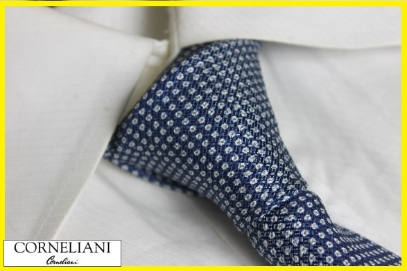 新品コルネリアーニ（CORNELIANI）　100％シルクデザイン柄ネクタイ　タイ　NO.358（ブルー）HAND STITCHING 新品コルネリアーニ（CORNELIANI） コルネリアーニ イタリア製 NO.317（ゴールド×サックス） HAND NO.248（ネイビー×シルバー・サックス）HAND