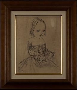 油絵 東郷青児 少女サイン F6額装済み 手描き 東郷青児「朝」油絵・F6