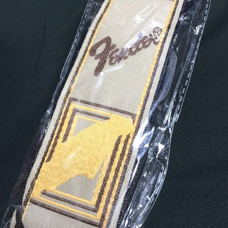 ★新品★高見え刺繍 フェンダー (Fender) エレキギター ストラップ ベージュ×イエロー 大人気数量限定！ アウトレット品 ギターストラップ_2