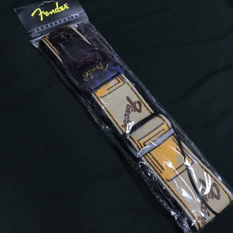 ★新品★高見え刺繍 フェンダー (Fender) エレキギター ストラップ ベージュ×イエロー 大人気数量限定！ アウトレット品 ギターストラップ_3