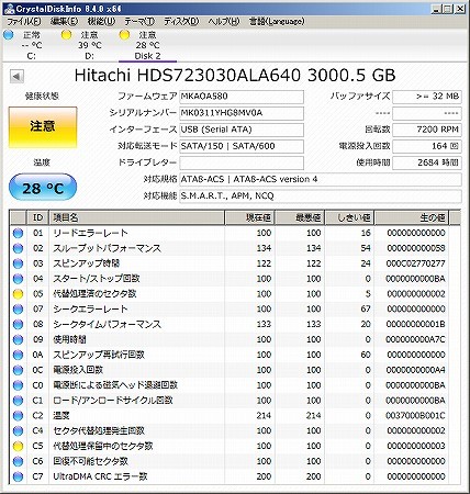 [即決] [送料無料] 3TB 日立 HITACHI HDS723030ALA640 3.5インチ HDD SATA 7200RPM 2台セット (1)