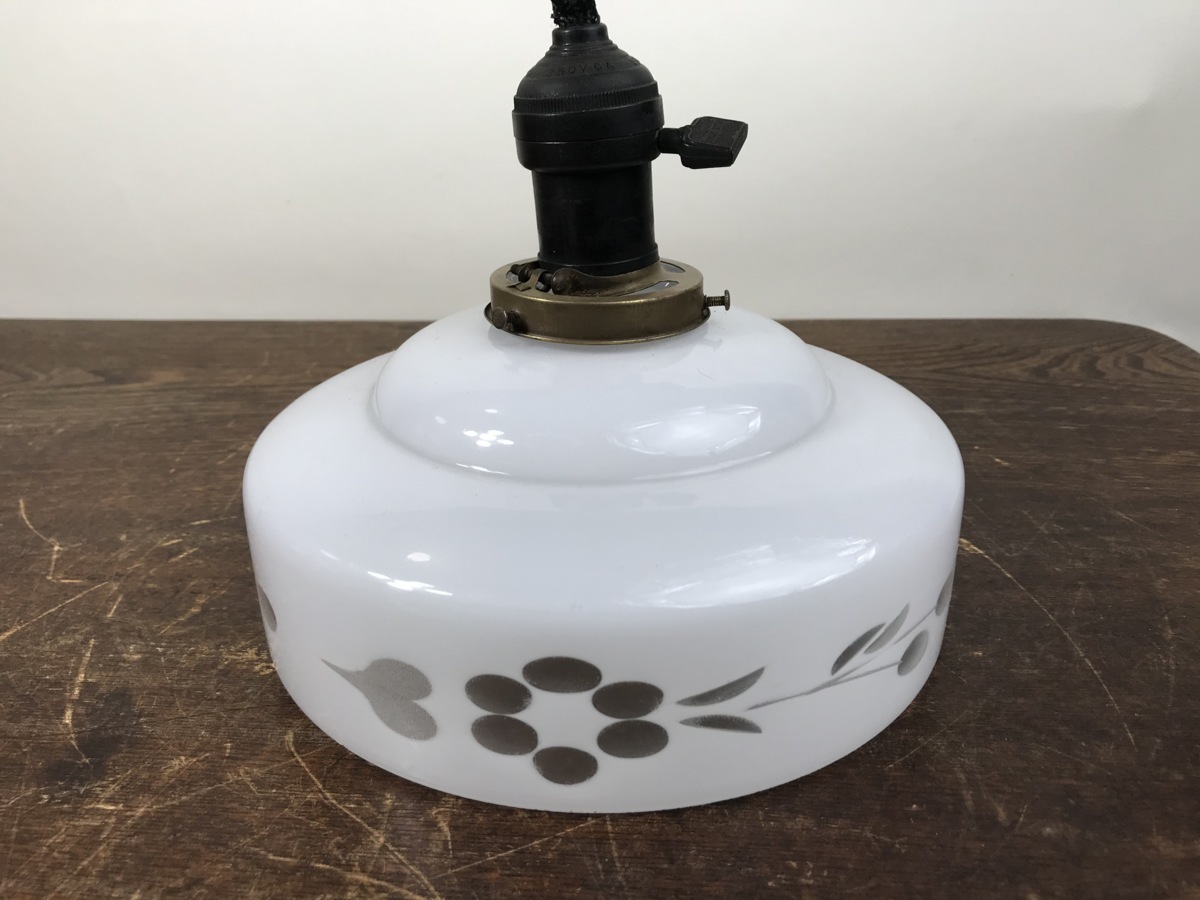 電笠 電傘 スイッチ付き電笠 ミルクガラス | ペンダントライト 大正