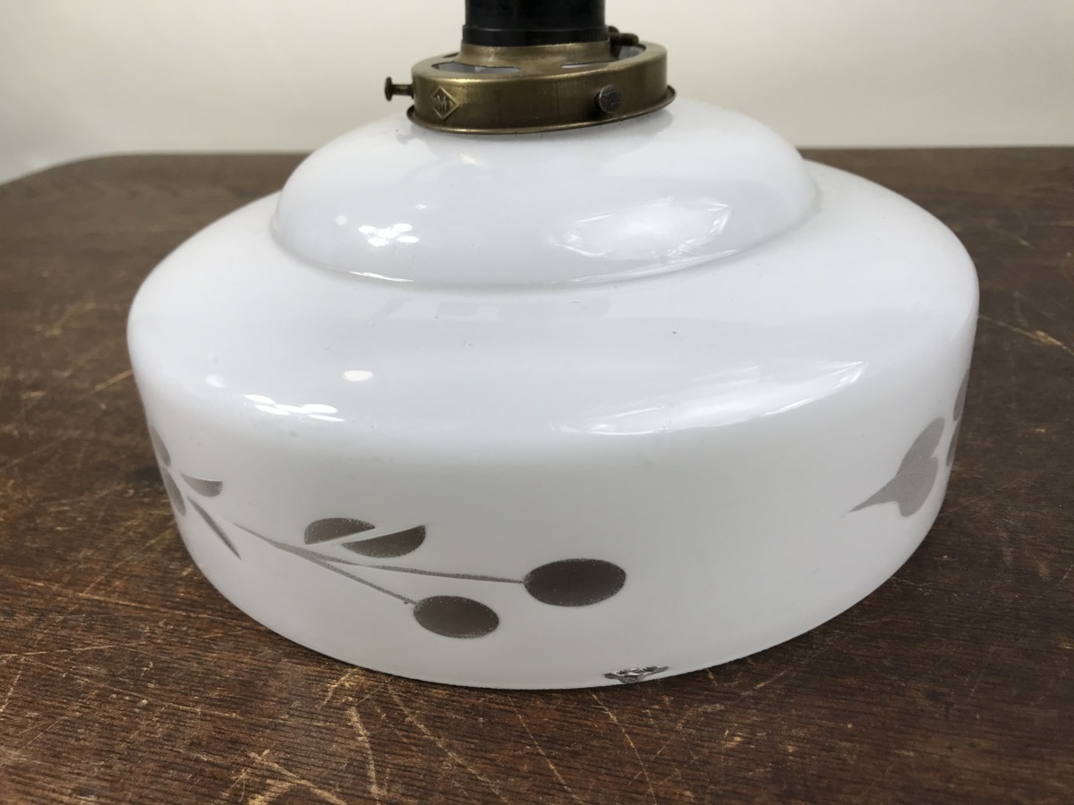電笠 電傘 スイッチ付き電笠 ミルクガラス | ペンダントライト 大正
