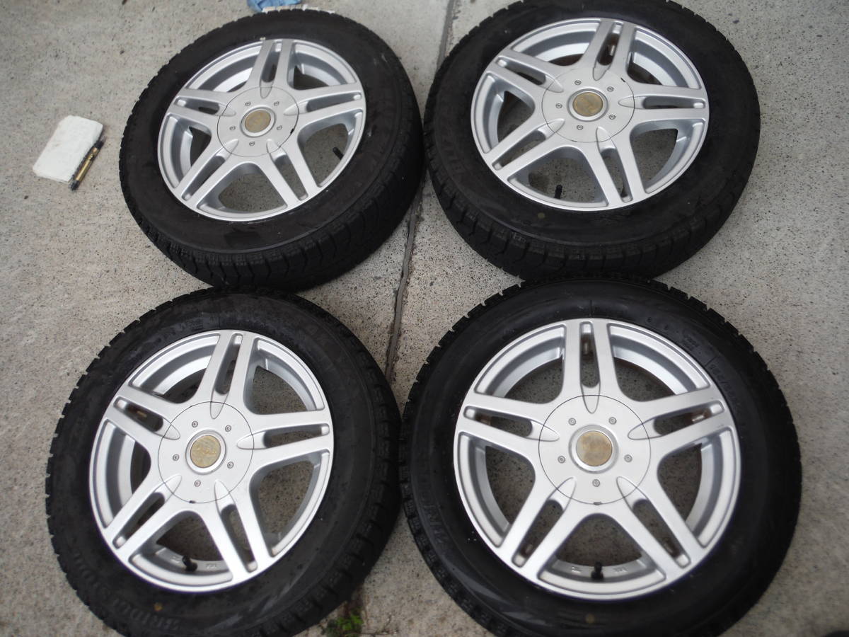 スタッドレスタイヤ 社外アルミホイールタイヤ4本 美品 155⁄65R14 バリ
