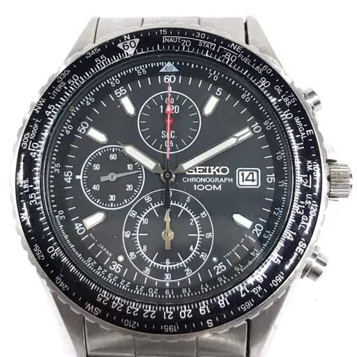 セイコー パイロット クロノ デイト 7T92-0CF0 クォーツ 時計 メンズ 