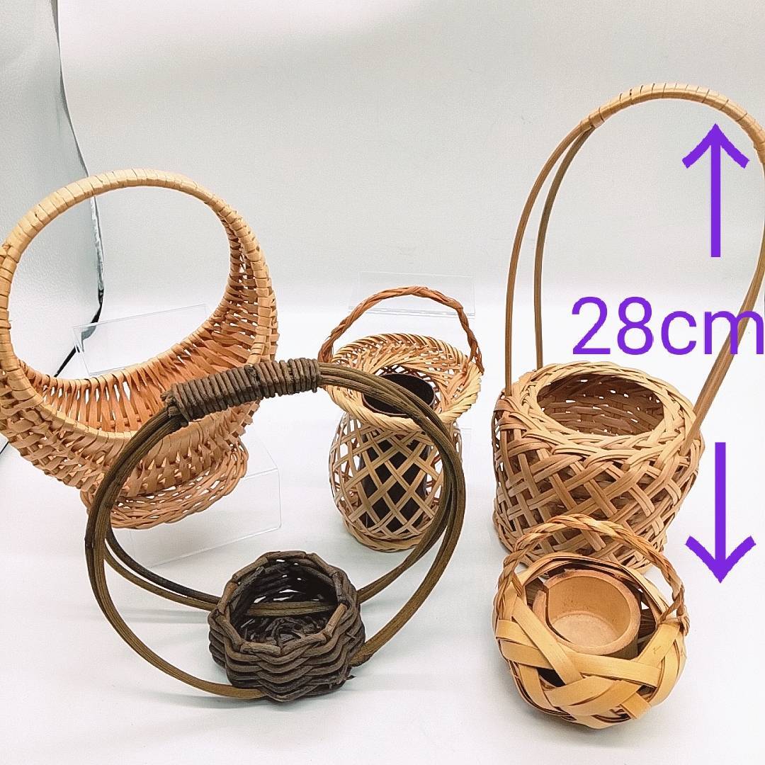 D208　【18点セット】 籐籠　まとめ　フラワーアレンジメント　花器　籐かご　バスケット　フラワーポット　ナチュラル雑貨_2