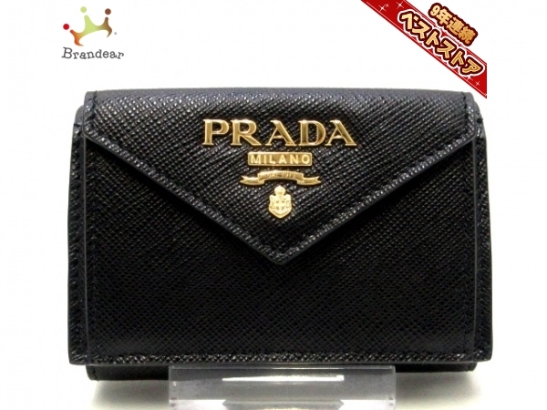 数量限定，限定SALE プラダ PRADA 3つ折り財布 1MH021 - レザー 黒 財布(女性用財布)｜売買されたオークション情報、yahooの商品情報をアーカイブ公開 - オークファン 服飾小物