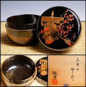 茶道　平棗　笹露蒔絵　加賀山中塗 茶道平棗笹露蒔絵加賀山中塗