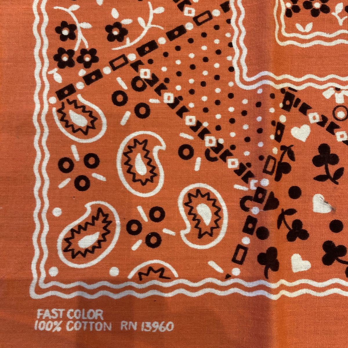 ☆ビンテージ/バンダナ/60s/USA/FAST COLOR/クッキー/オレンジ 雑貨