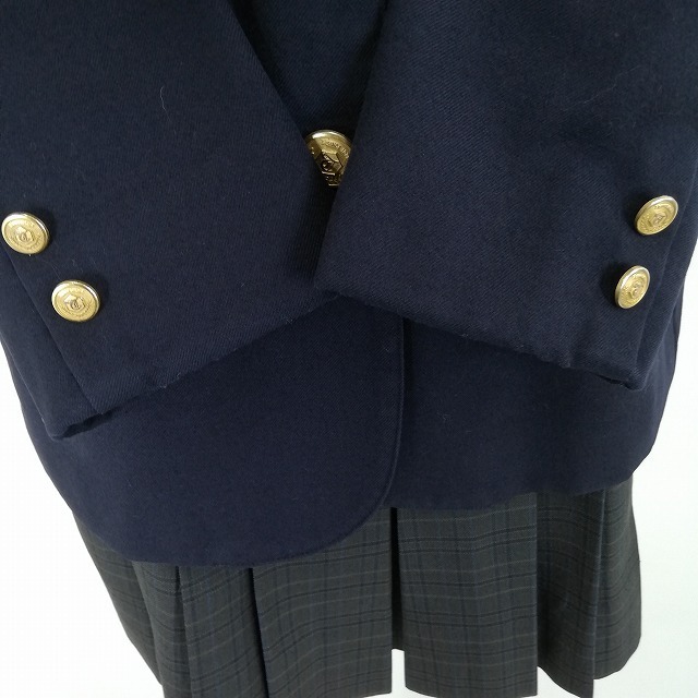 1円 ブレザー マイクロミニスカート 上下2点セット 指定 冬物 長袖 女子 学生服 東京忠生高校 紺 制服 中古 ランクB NA5553 1円 マイクロミニスカート ブレザー 大きいサイズ 指定 パレオ