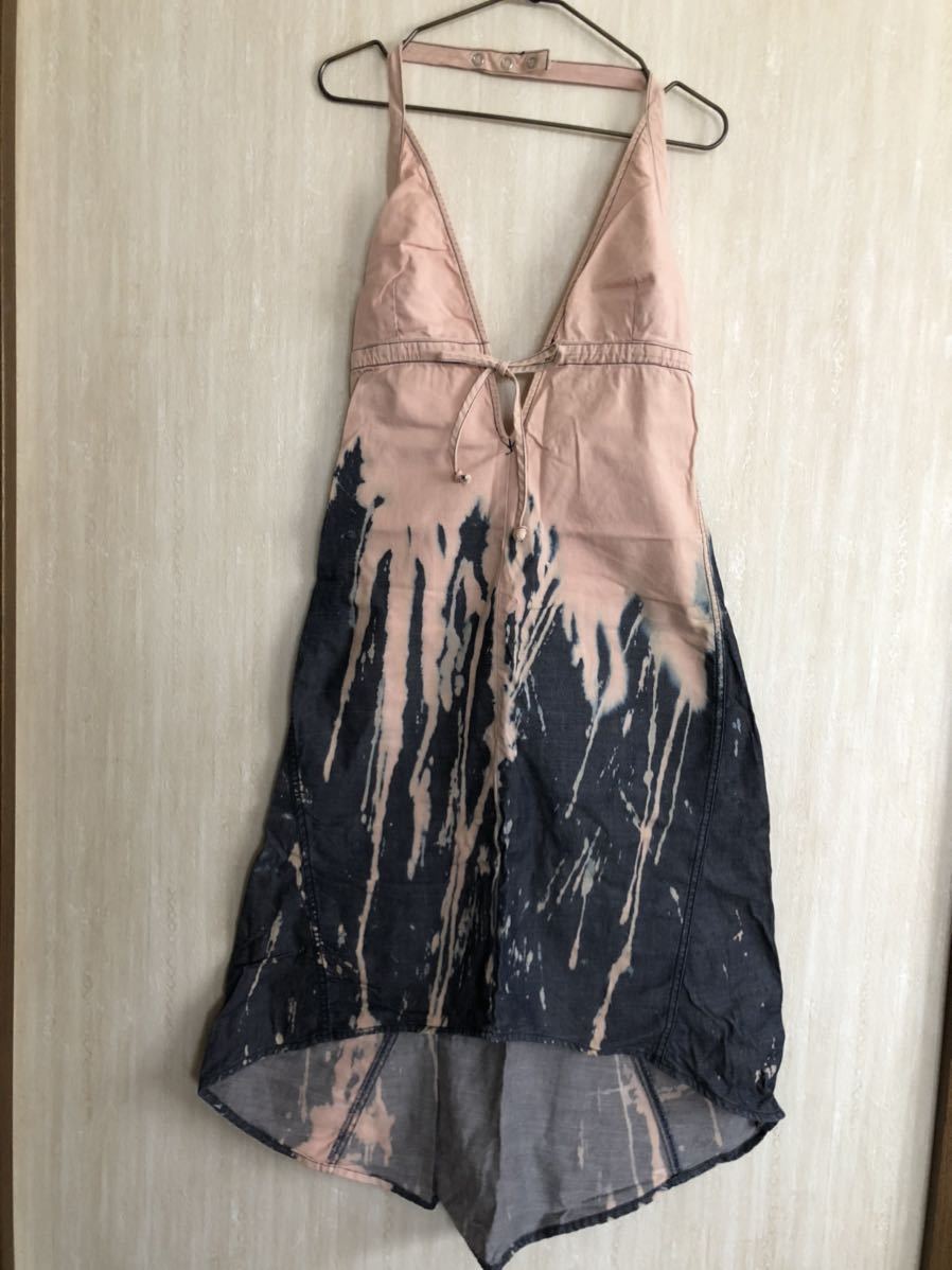 Diesel ディーゼル ワンピース ノースリーブ ダメージ風生地 サーモンピンク ジャンパースカート ワンピース 売買されたオークション情報 Yahooの商品情報をアーカイブ公開 オークファン Aucfan Com