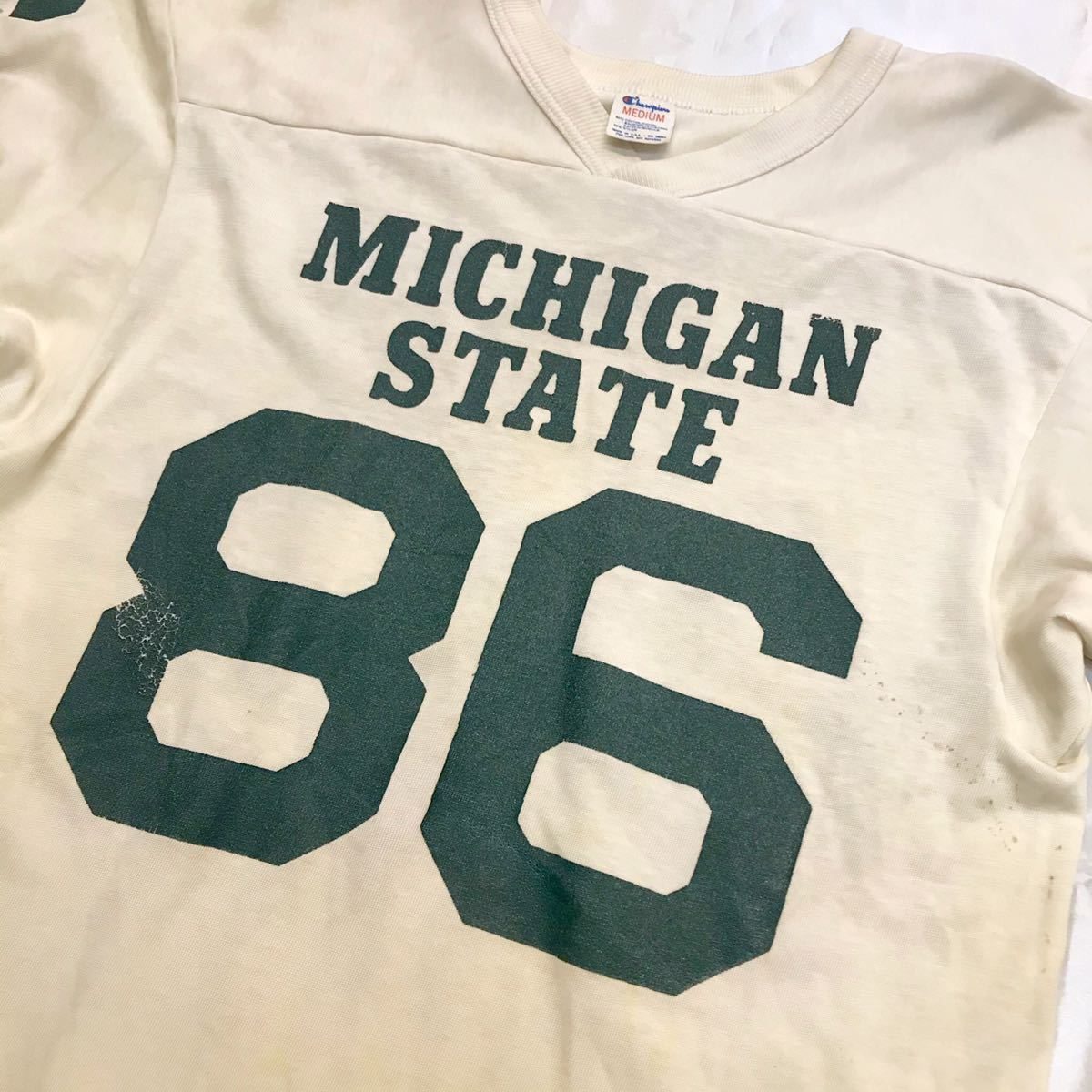 Champion ビンテージ フットボールT トリコタグ 80's M 80s/トリコタグ