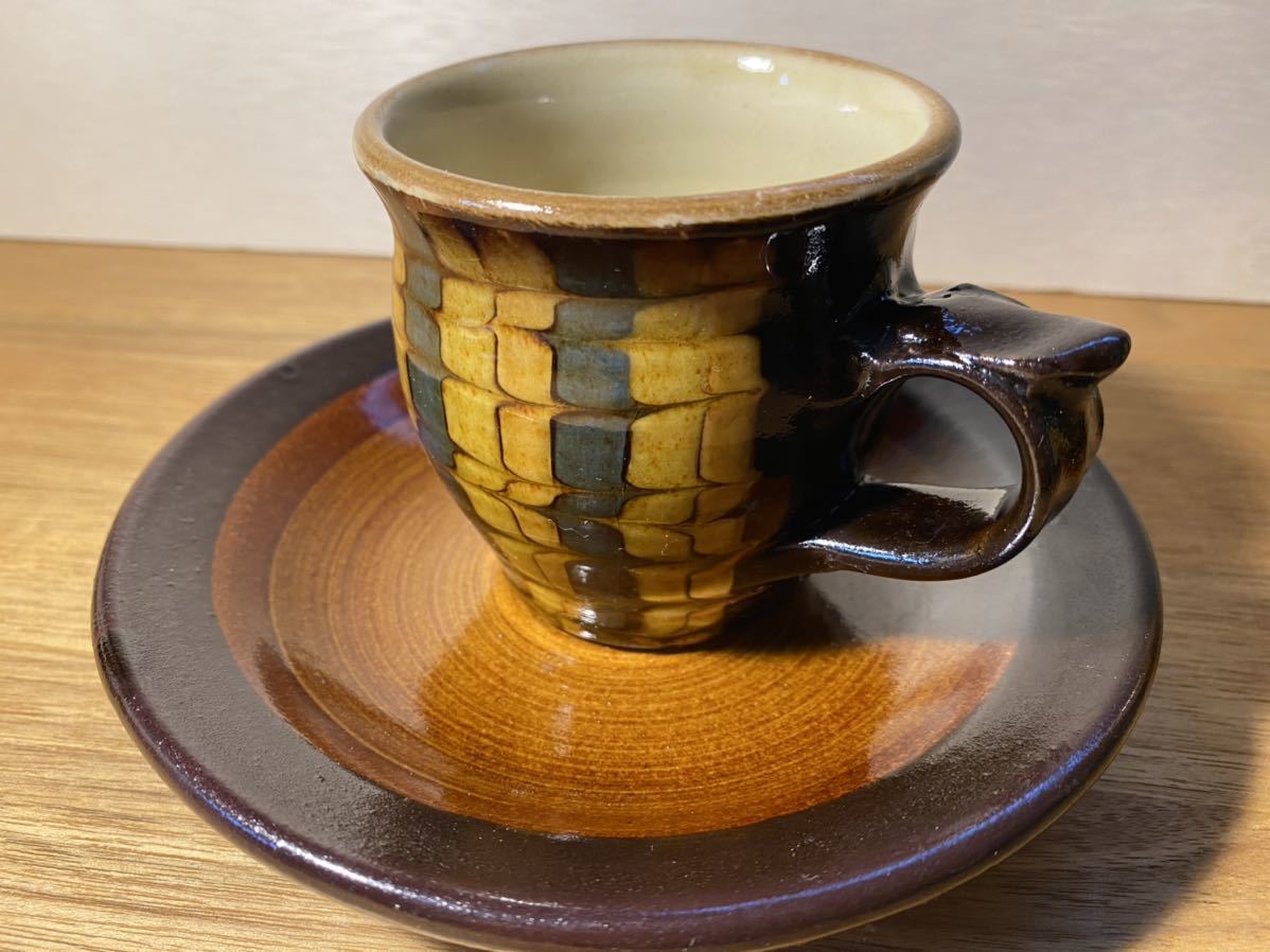 湯町窯 コーヒーカップ ソーサー 3品セット 森山窯 温泉津焼 民藝茶器 