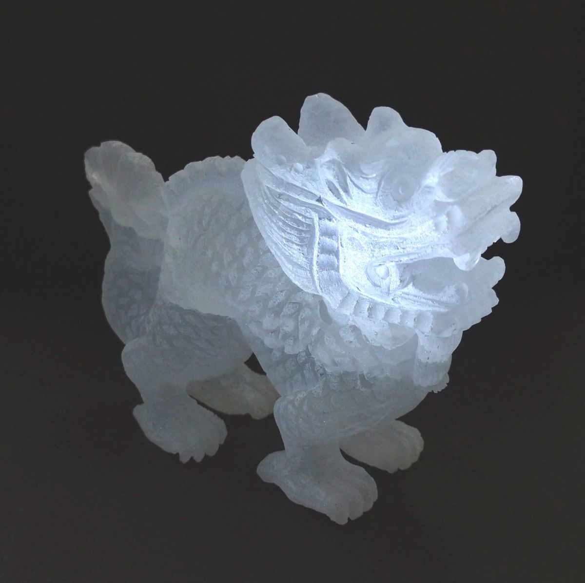 水晶 龍 置物 極上品 天然水晶 龍彫置物 高さ約43cm 台座付
