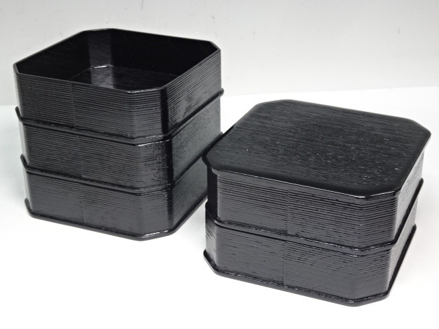 ☆木製のお品です【黒柿合せ塗 縁高重】状態良！サイズ：17.4×17.4×高