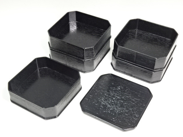☆木製のお品です【黒柿合せ塗 縁高重】状態良！サイズ：17.4×17.4×高