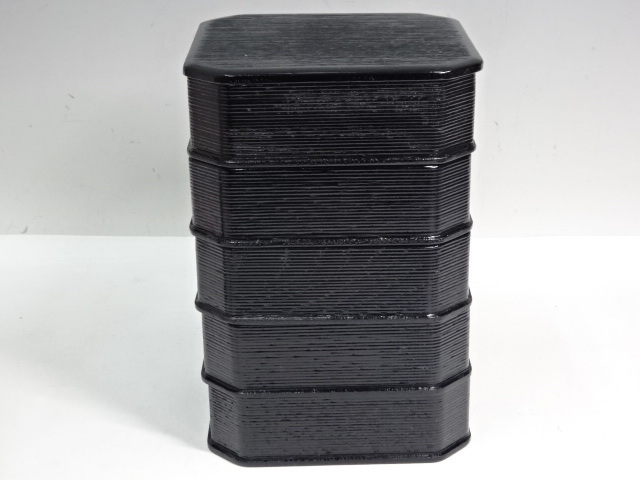 ☆木製のお品です【黒柿合せ塗 縁高重】状態良！サイズ：17.4×17.4×高