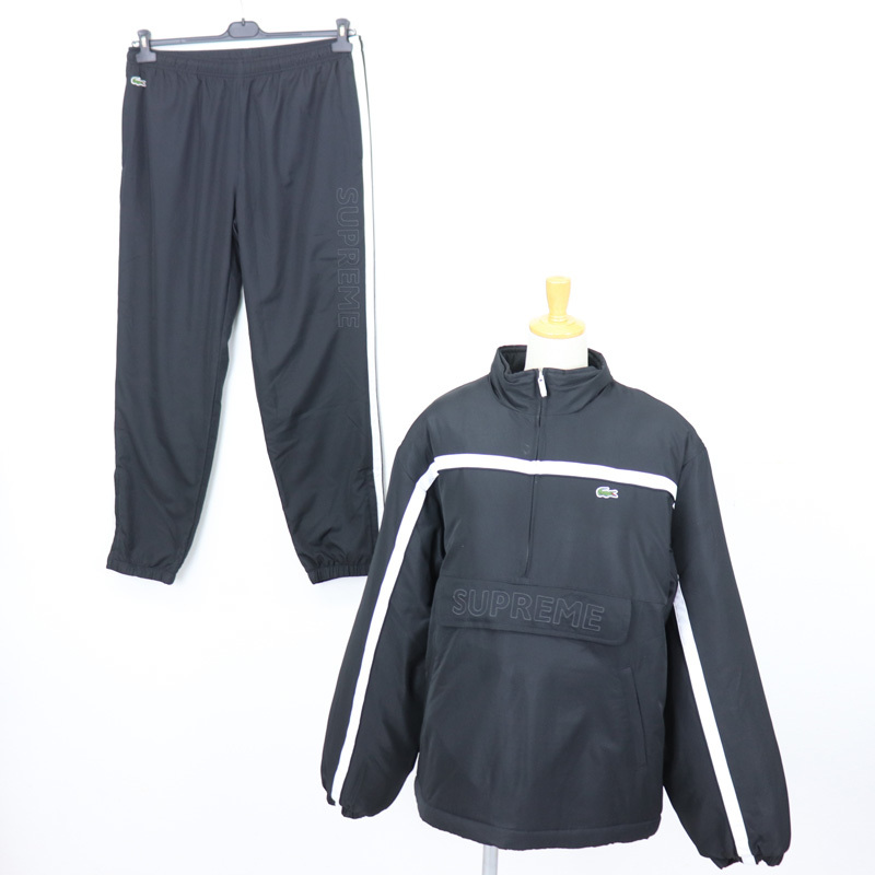 t1957 即決 本物 未使用 Supreme × LACOSTE シュプリーム ラコステ 2019FW Week5 セットアップ ハーフジップ プルオーバー