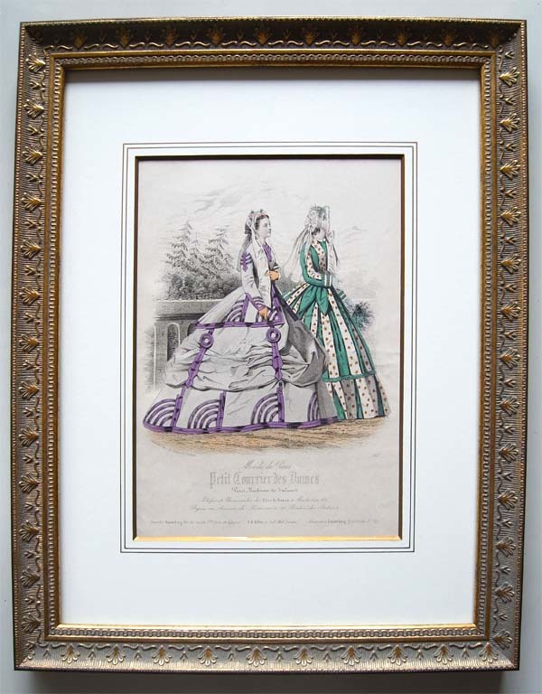 ★アンティーク銅版画「散歩をする婦人たち」_1