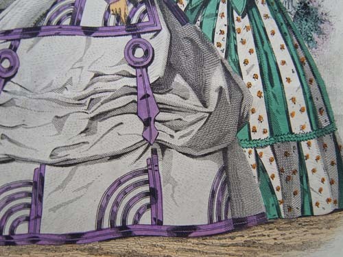 ★アンティーク銅版画「散歩をする婦人たち」_3