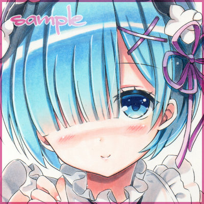 同人手描きイラスト Re:ゼロから始める異世界生活 レム 膝枕 リゼロ A4