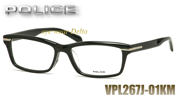 ポリス POLICE メガネ 正規代理店品 人気モデル シャープ スクエア ウエリントン 黒枠 黒縁 VPL267J-01KM