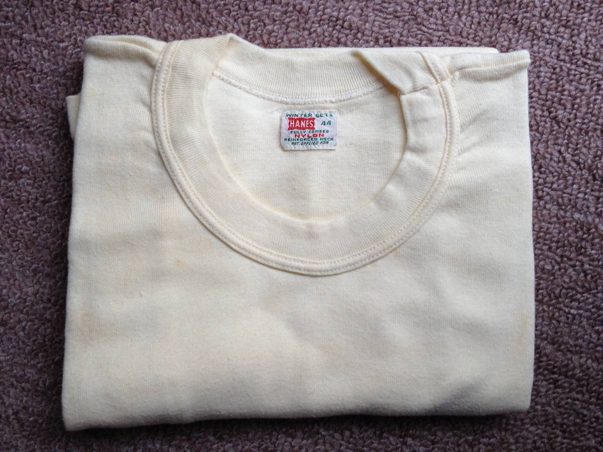 人気，低価 1950年代製 ヘインズウィンターセットTシャツ サイズ表記44 保管時付着と思われるシミ 折り目あり 傷なし奇跡のデッドストック品 NCNR厳守(半袖Tシャツ)｜売買されたオークション情報、yahooの 半袖Tシャツ