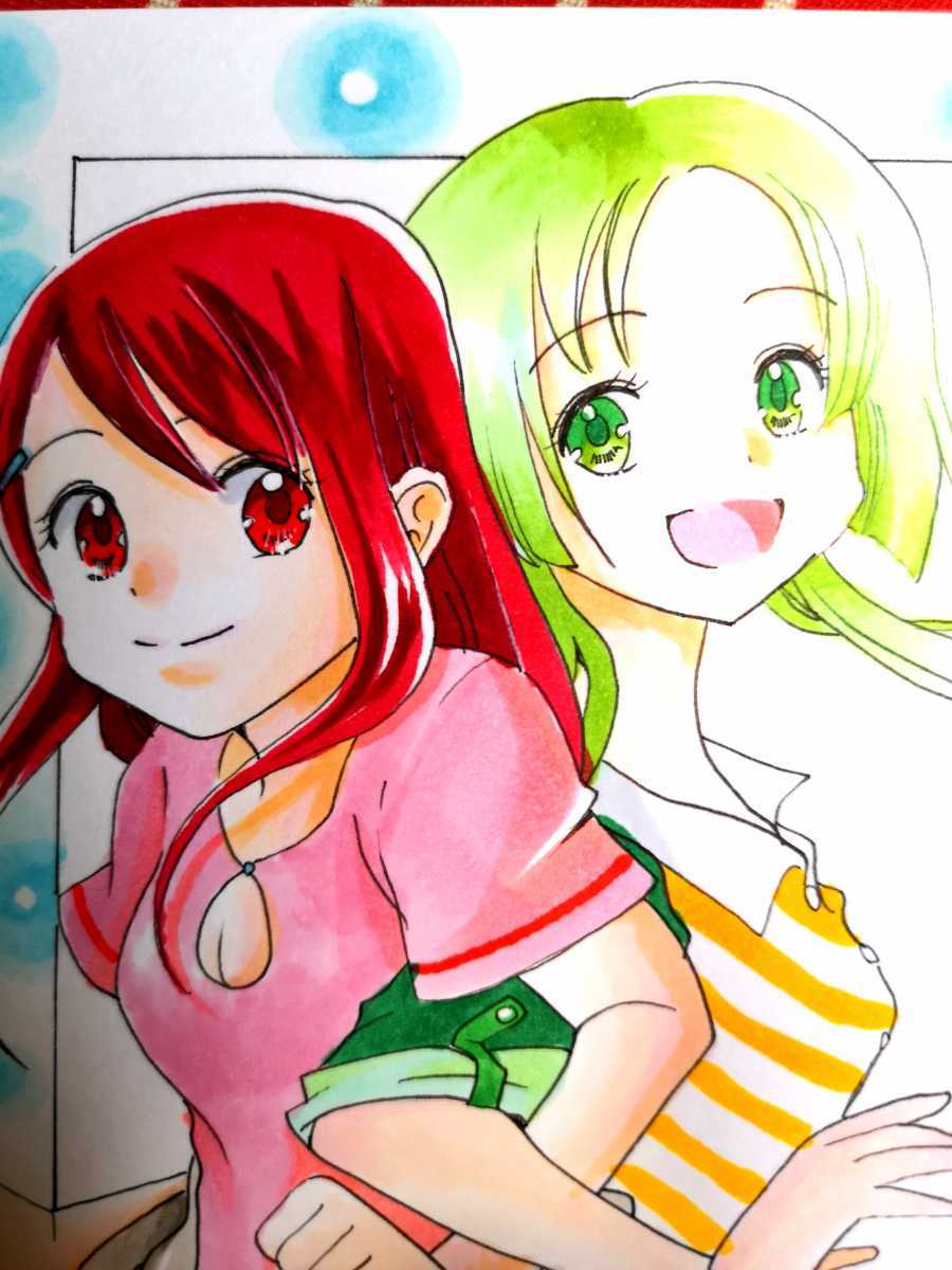 手描きイラスト B6 2人組 女の子 手描きイラスト 売買されたオークション情報 Yahooの商品情報をアーカイブ公開 オークファン Aucfan Com
