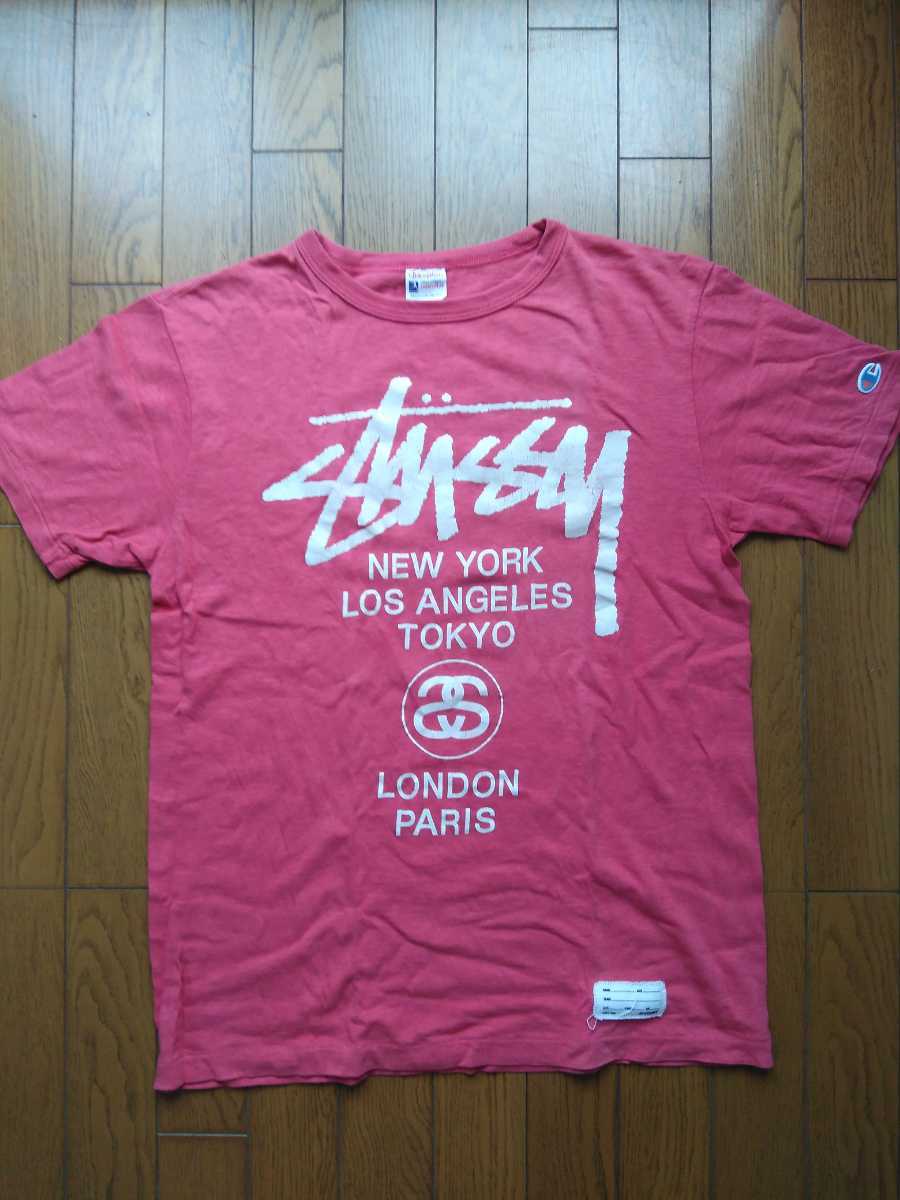 STUSSY ワールドツアーTシャツ チャンピオンボディー サイズM ヘザー