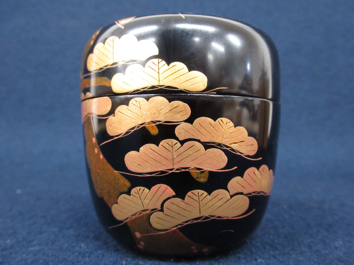 K4570 輪島塗 宮田宗景「松の木 蒔絵 棗」共箱付 芸術 美術 漆器 漆芸