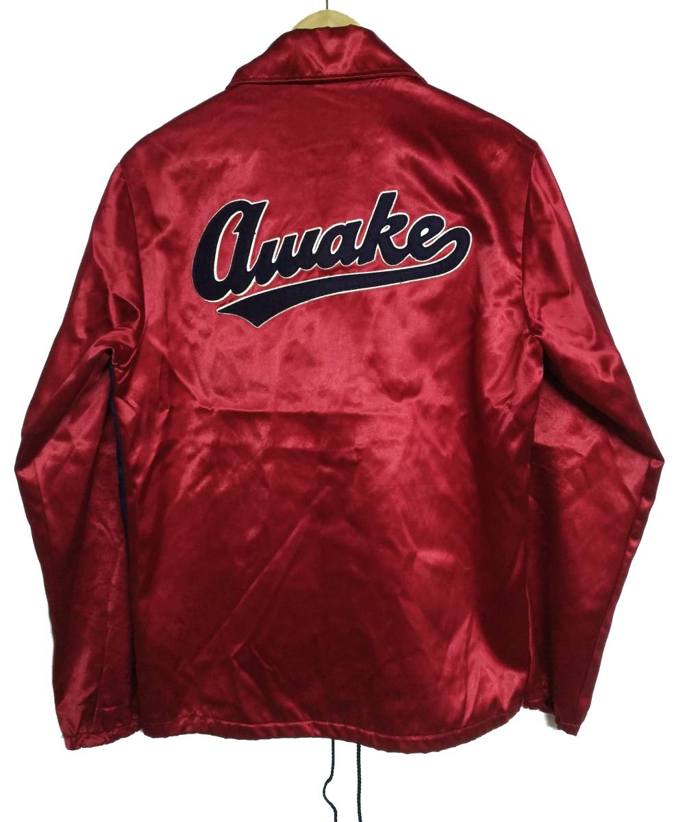 エベッツフィールド AWAKE EBBETS FIELD 赤 × 紺 M サテンジャケット 