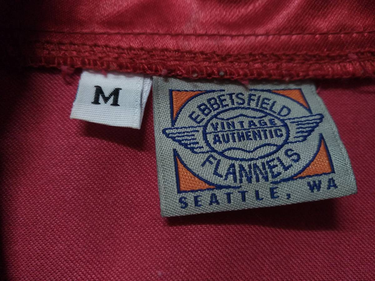 エベッツフィールド AWAKE EBBETS FIELD 赤 × 紺 M サテンジャケット 