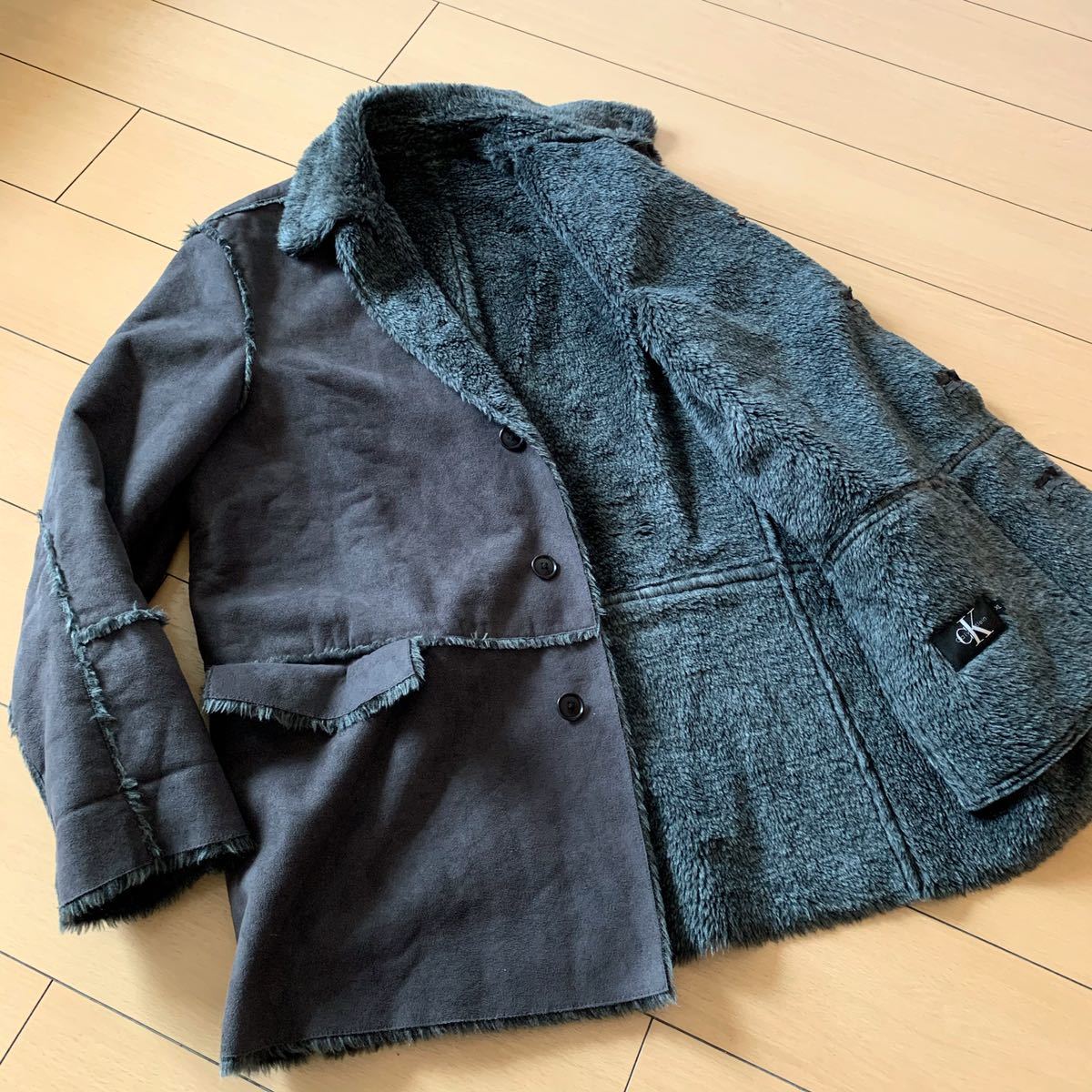 極暖逸品◎Calvin Klein/カルバンクライン ムートン風 ダークグレー 