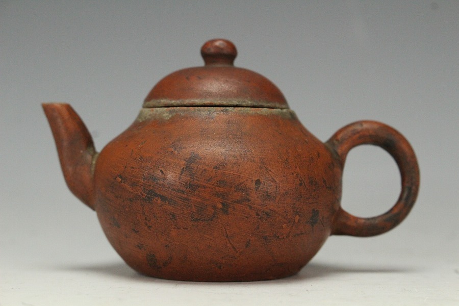 金閣】中国美術 煎茶 朱泥 茶壺 急須 恵孟臣 款 9.5cmx6.3cm 高6cm