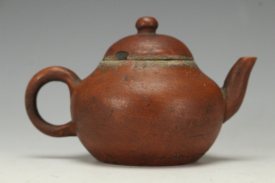 金閣】中国美術 煎茶 朱泥 茶壺 急須 恵孟臣 款 9.5cmx6.3cm 高