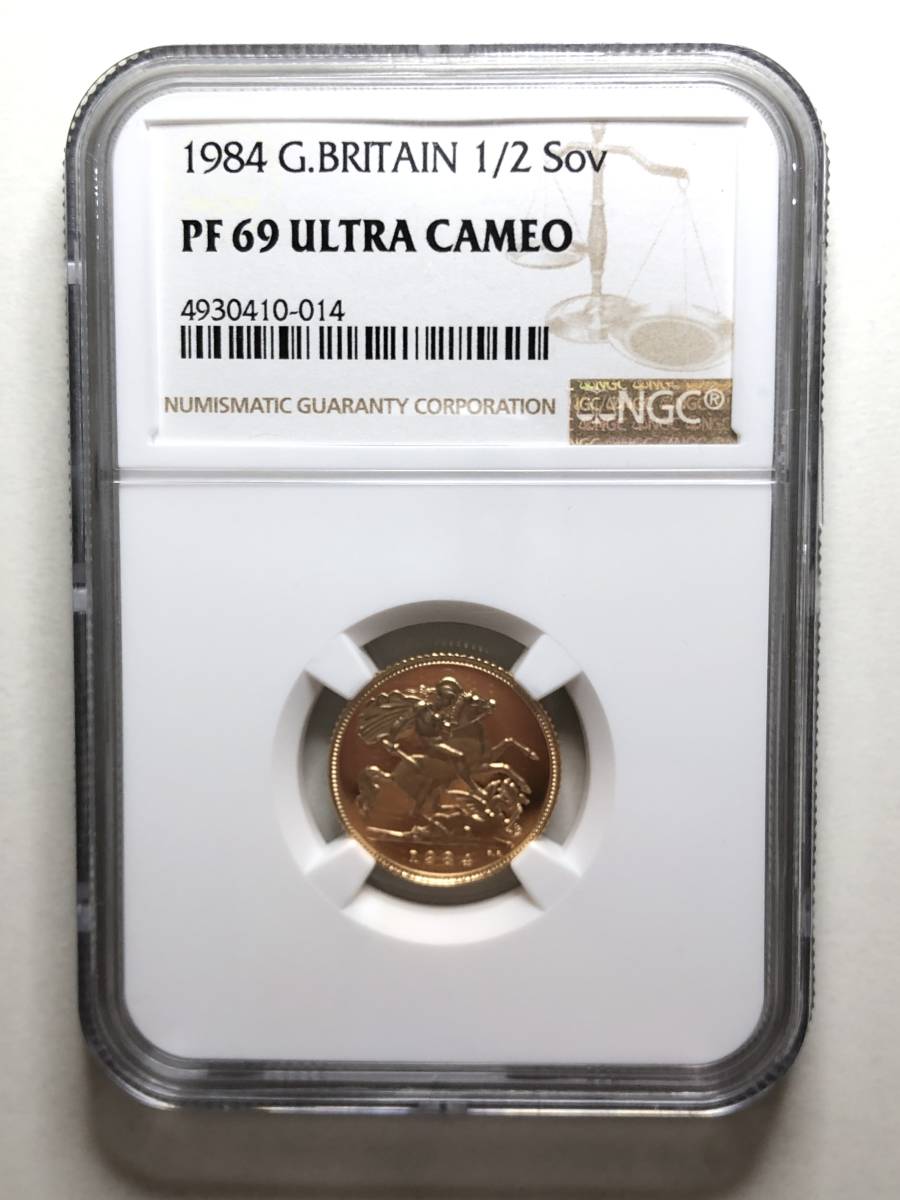 超希少】イギリス 1984 金貨 ヤングエリザベス最終年 NGC PF 69 UC 1/2