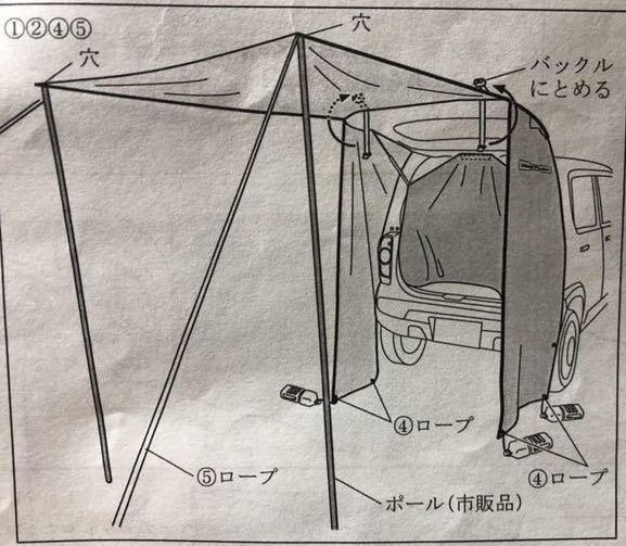 【中古・美品】スズキ ハスラー(MR31S／MR41S) 正規ディーラー純正品 カーテン＆タープキット 99000-99034-CT1_7