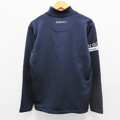 ニジュウサンクゴルフ ハイネック 23区GOLF スウェット 長袖Tシャツ サイズ：M 裏起毛 23区ゴルフトレーナーの通販 サイズ：1 サイズ：2 ゴルフ M モックネック 冬用裏フリース 新品23区GOLF ネイビー
