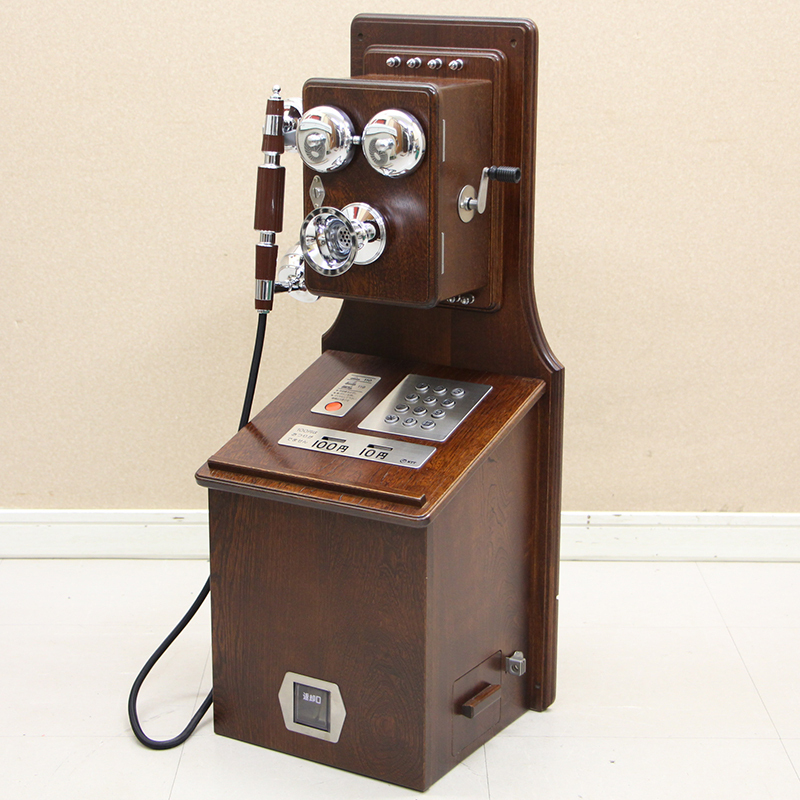 レトロ アンティーク 木製 クラシックピンクTEL P88-0181-1 公衆電話