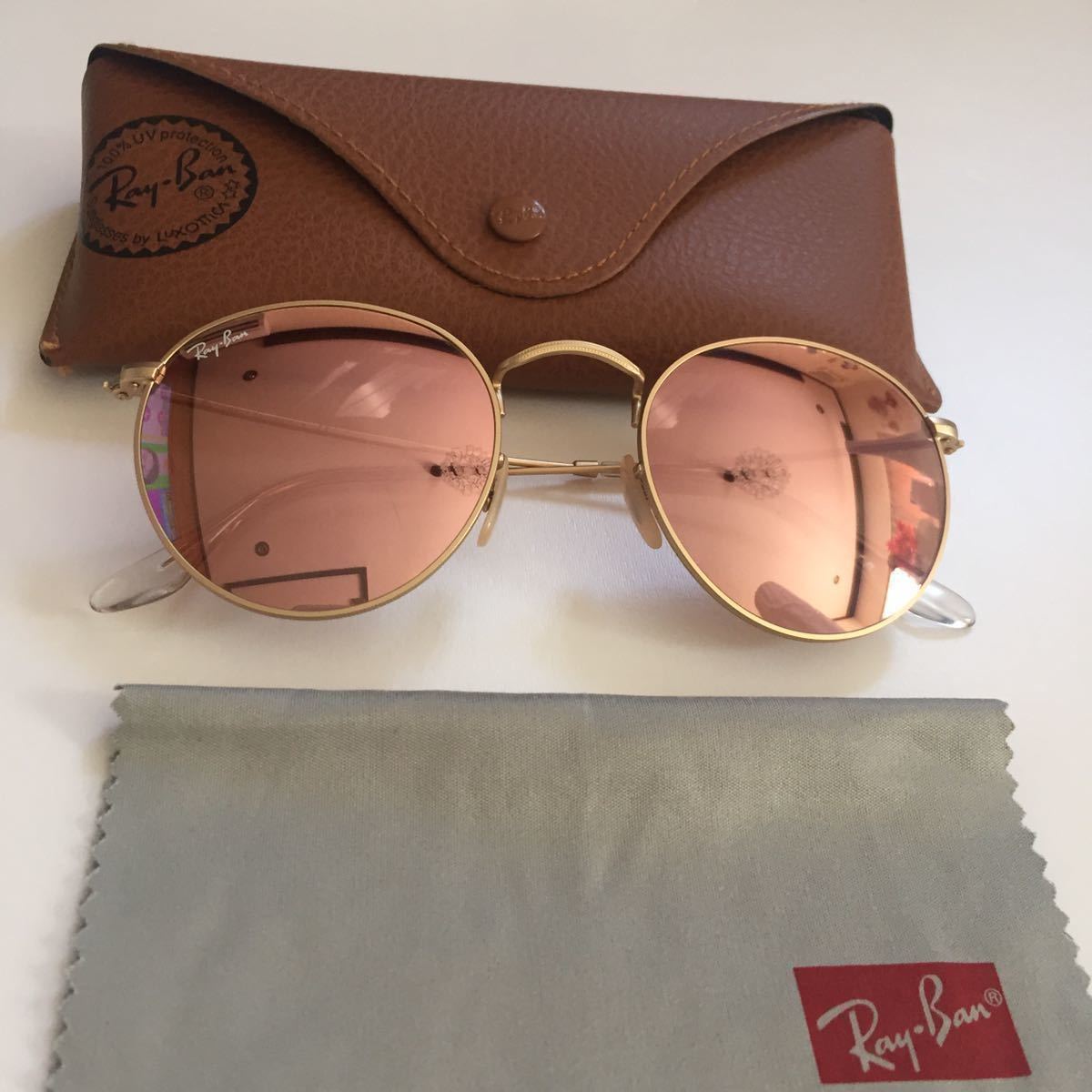 Ray-Ban レイバン ピンク ミラー サングラス RB3447 ゴールド ラウンド