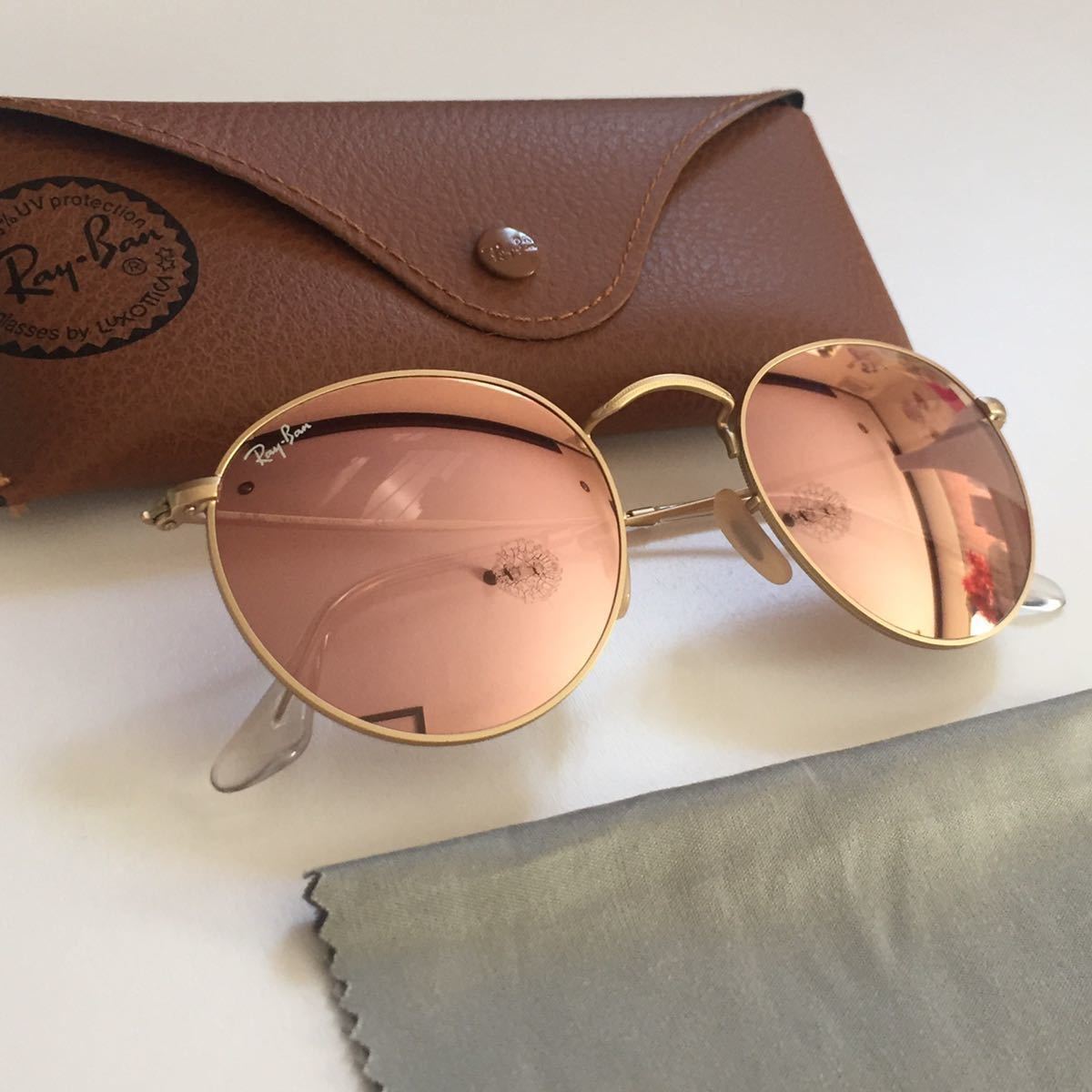Ray-Ban レイバン ピンク ミラー サングラス RB3447 ゴールド ラウンド