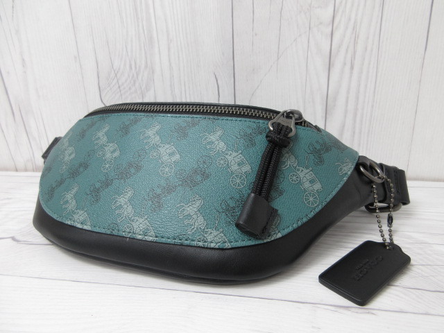 COACH シグネチャー ボディバッグ ウエストポーチ 未使用展示品 COACH コーチ ウエストポーチ ボディ バッグ レザー 緑