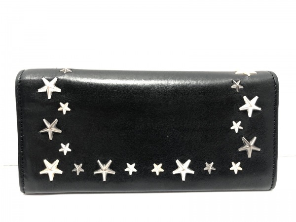 ジミーチュウ JIMMY CHOO 長財布 - レザー 黒 スタッズ/スター