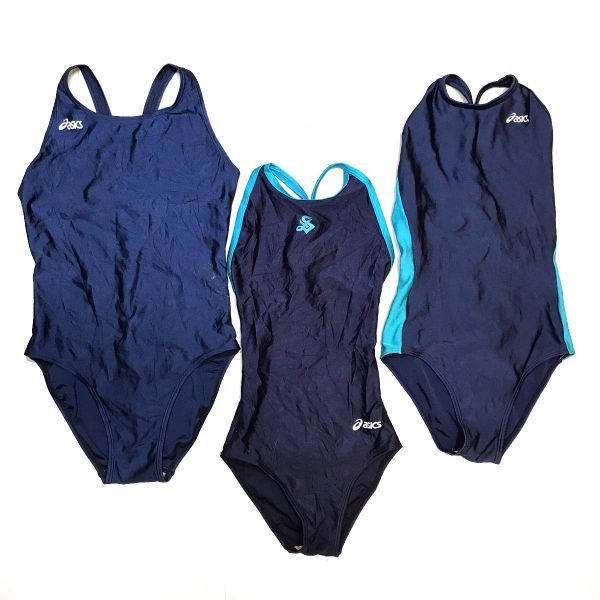 【激安大特価，100%新品】 20 整理品リサイクル アシックス3枚セット女子競泳水着 150 M 光沢ネイビー パイピング マーキング(ワンピース)｜売買されたオークション情報、yahooの商品情報をアーカイブ公開 - オークファ 女性用