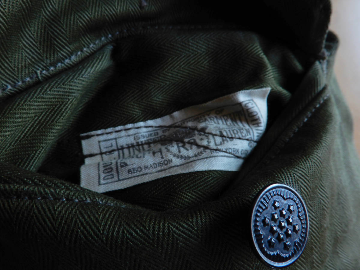 RRL 13スターリジッドオフィサーズチノ 30 9.4ozオリーブヘリンボーン 