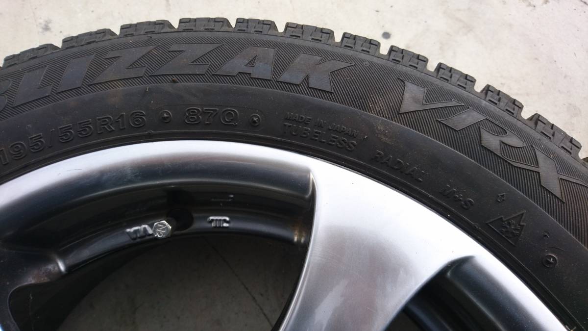 送料無料】195/55R16 ブリザックVRX中古4本アルミホイールセット ミニ