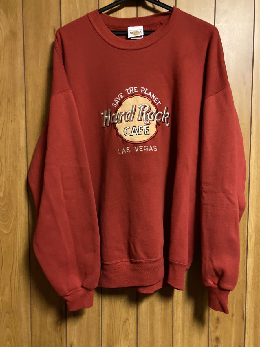 ハードロックカフェ 刺繍 スウェット 赤 デッドストック 新品 90s